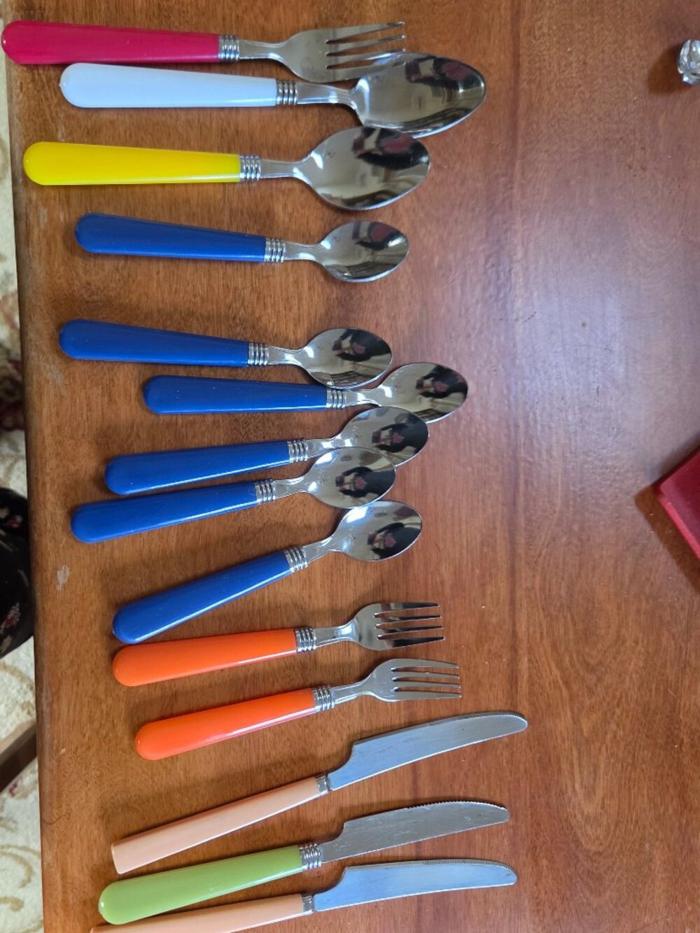vibrant shades of mismatched silverware